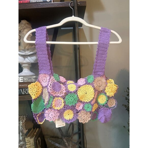 Agua Bendita Tanit Crochet Crop Top Multicolor Womens Size Large - Picture 7 of 9